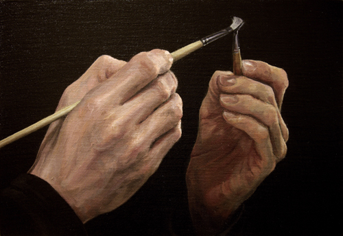 Mano y pincel, estudio para autorretrato_mvalerio-2013